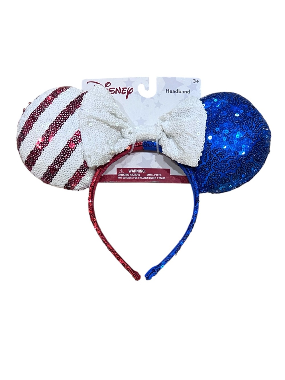 Disney Minnie Mickey Ears Stripes Americana July 4th Red White Blue Headband NWT - Picture 3 of 4